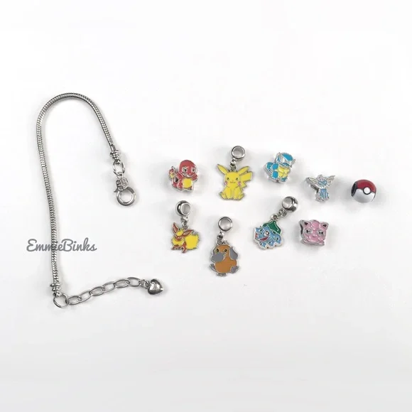 ✨3for$38 New 9 Charm Pokémon Character Silver Enamel Charm Bracelet ~ Pokémon - Picture 9 of 14